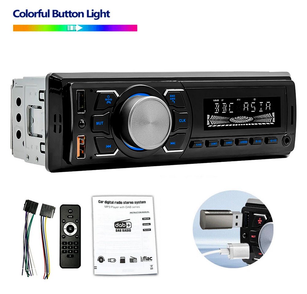 ESSGOO 1 DIN DAB+ RDS AM FM 2x USB Bluetooth Freisprecheinrichtung SD AUX IN Autoradio (FM 87.5~108MHz, AM 522~1620KHz, FM+AM+RDS Radio) von ESSGOO