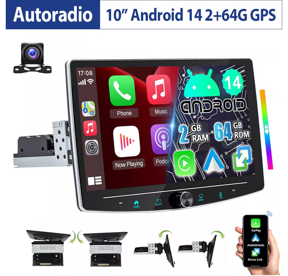 ESSGOO 10" Android 14 4+64G(optional) Wireless Carplay WiFi GPS Navi Autoradio von ESSGOO