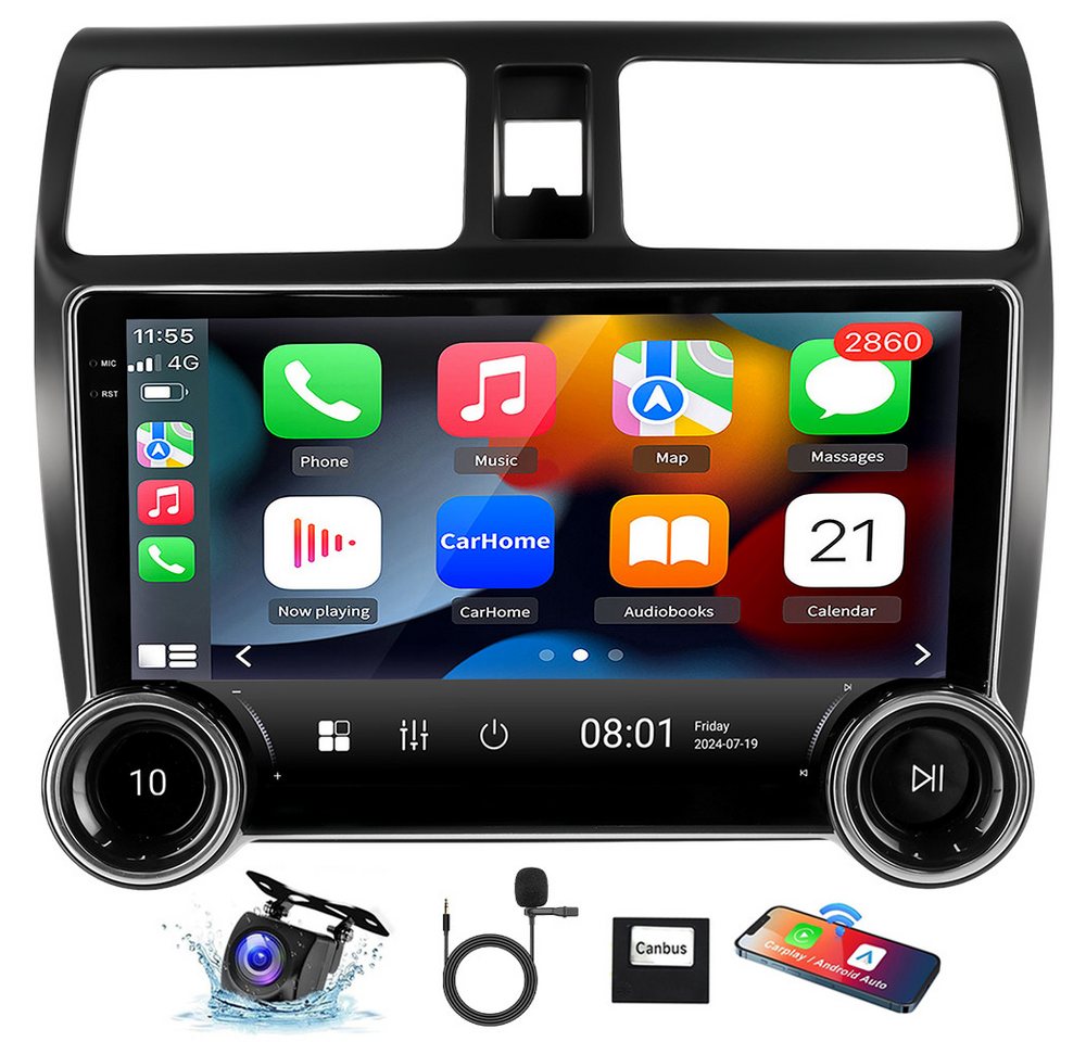 ESSGOO 10" Android14 WiFi GPS Navi RDS Für Suzuki Swift 2003-2010 CarPlay Autoradio (4+64GB(optional), DAB+ (optional), RDS, AM, FM, Wireless Apple Carplay & Android Auto,2 DIN,WMA,ASP) von ESSGOO