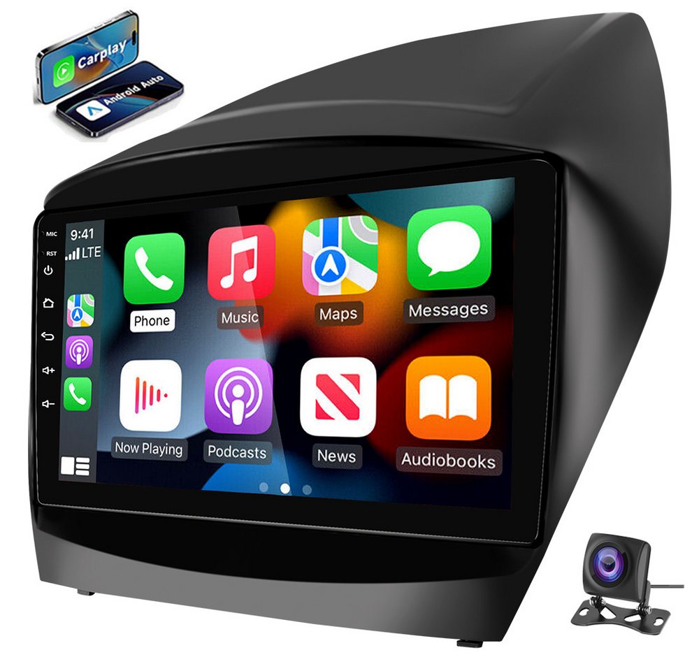 ESSGOO 4+64G Android14 GPS Navi CarPlay Für Hyundai iX35 EL ELH LM 2010-2015 Autoradio (DAB+ (optional), RDS, AM, FM, Touchscreen USB Apple Carplay Android Auto,WiFi) von ESSGOO