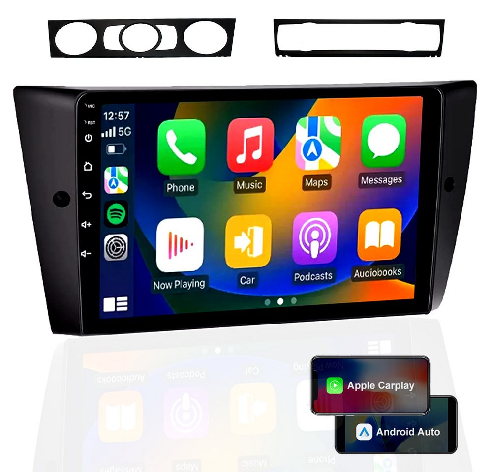 ESSGOO 6+128G Android 14 Carplay Für BMW 3ER E90 E91 E92 E93 WIFI BT GPS NAV Autoradio (DAB+ (optional), AM, FM, RDS, Apple Carplay & Android Auto,Touchscreen Bluetooth,RDS) von ESSGOO