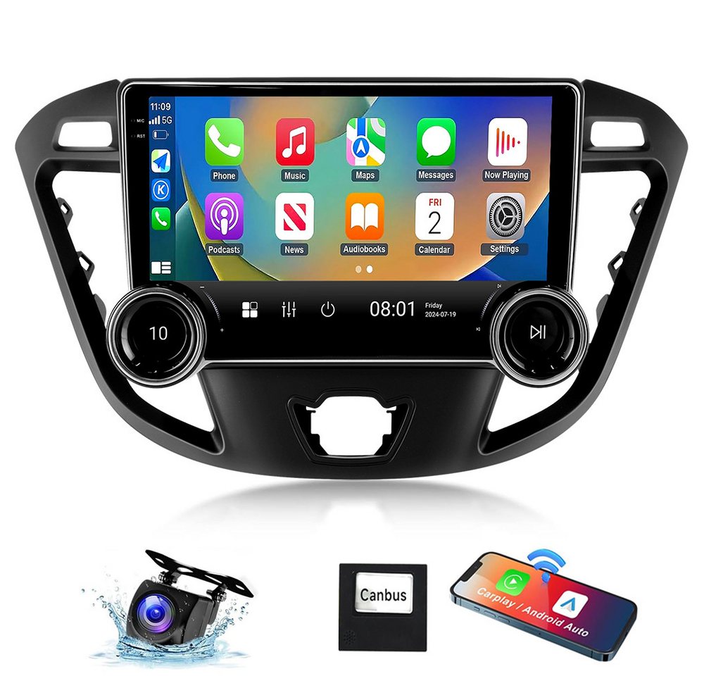 ESSGOO 64G Carplay GPS Navi Android 14 Für Ford Transit Custom 2012-2021 Autoradio (Mirror Link SWC WIFI Apple Carplay Android Auto) von ESSGOO