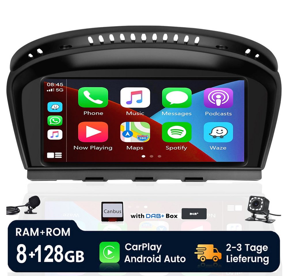 ESSGOO 8.8’’ Android13 8+128G Für BMW 5er 3er CCC E60 E61 E63 E64 E90 E91 GPS Autoradio (DAB+ (optional), FM, AM, RDS, DSP, Apple Carplay & Android Auto,GPS Navi WiFi) von ESSGOO