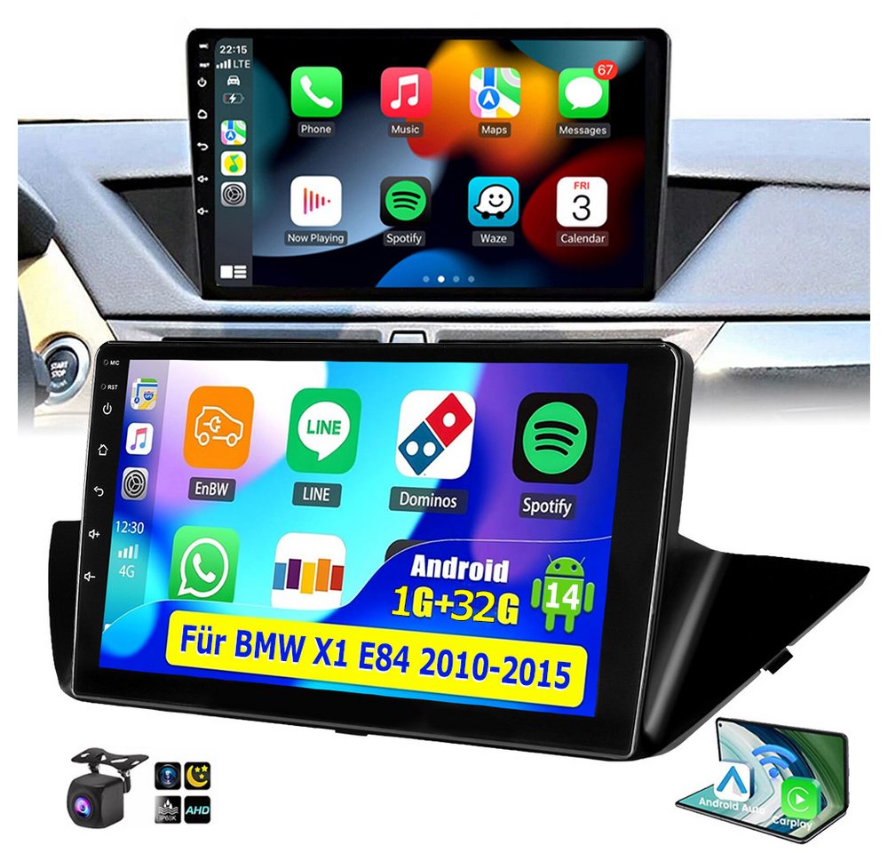 ESSGOO Android 14 4+64G Carplay Für BMW X1 E84 2010-2015 GPS Navi RDS Kamera+ Autoradio (Digitalradio (DAB), RDS, AM, FM, Touchscreen Apple Carplay Android Auto,WiFi,2 DIN) von ESSGOO