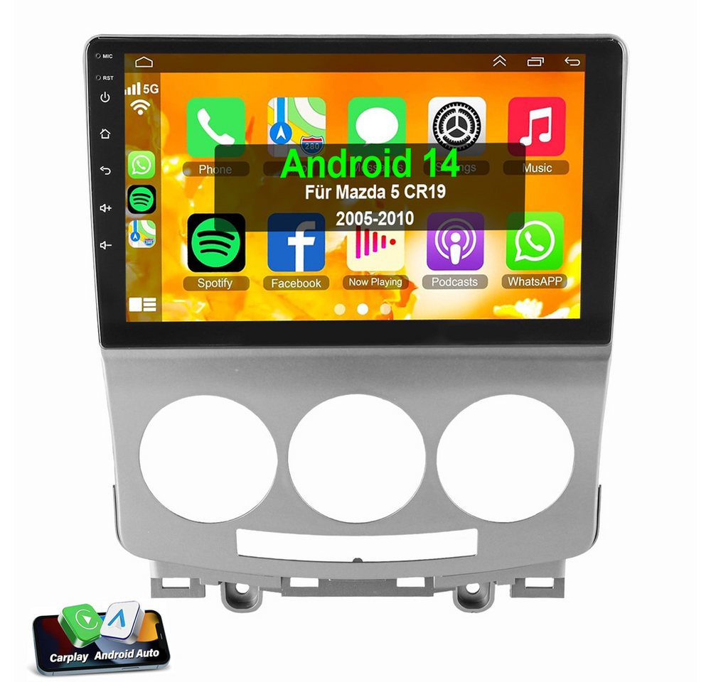 ESSGOO Für Mazda 5 CR19 2005-2010 Carplay NAVI 2DIN Autoradio (Digitalradio (DAB), FM, AM, RDS, Apple Carplay Android Auto GPS Navi WIFI BT EQ) von ESSGOO