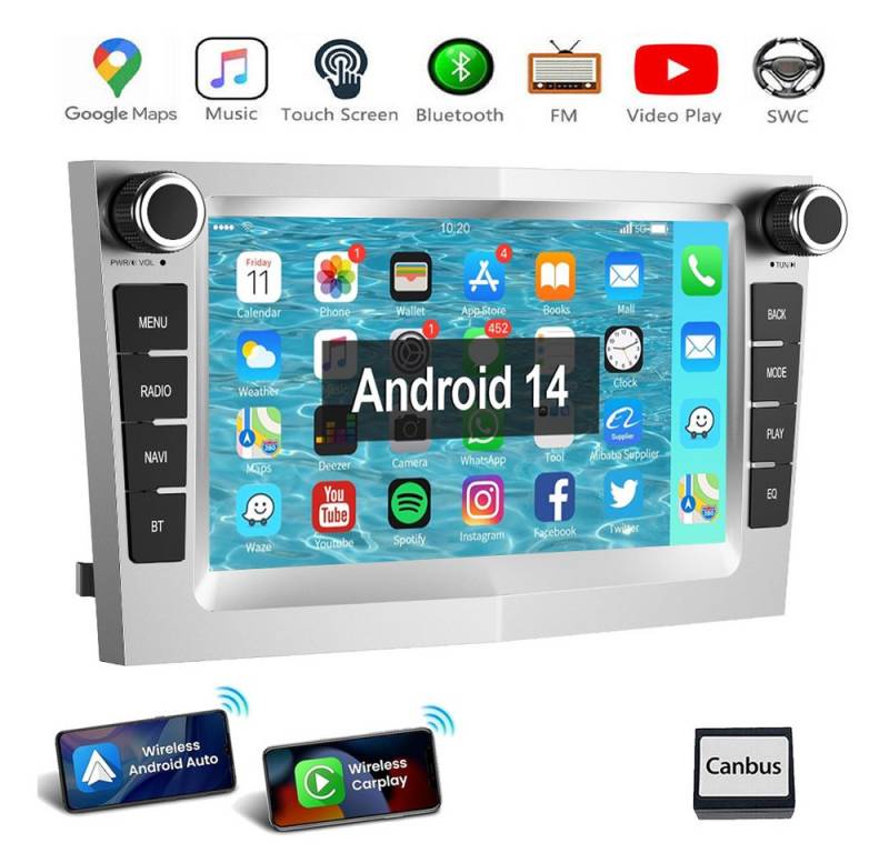ESSGOO Android 14 Carplay Für Opel Astra H Corsa C D Zafira A B Autoradio (Digitalradio (DAB), RDS, SWC, 4+64GB, GPS NAVI) von ESSGOO