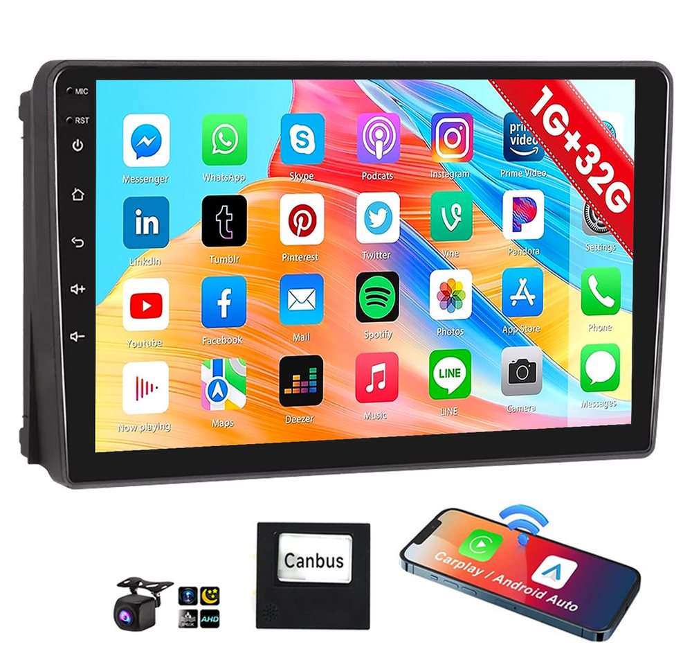 ESSGOO Android 14 DAB+ GPS 64G Für Ford Transit C S-Max Focus MK2 Kuga Fiesta Autoradio (DAB+ (optional), 4+64GB(optional), FM, RDS, Apple Carplay & Android Auto Touchscreen Mirror Link SWC,AM,WMA,USB) von ESSGOO