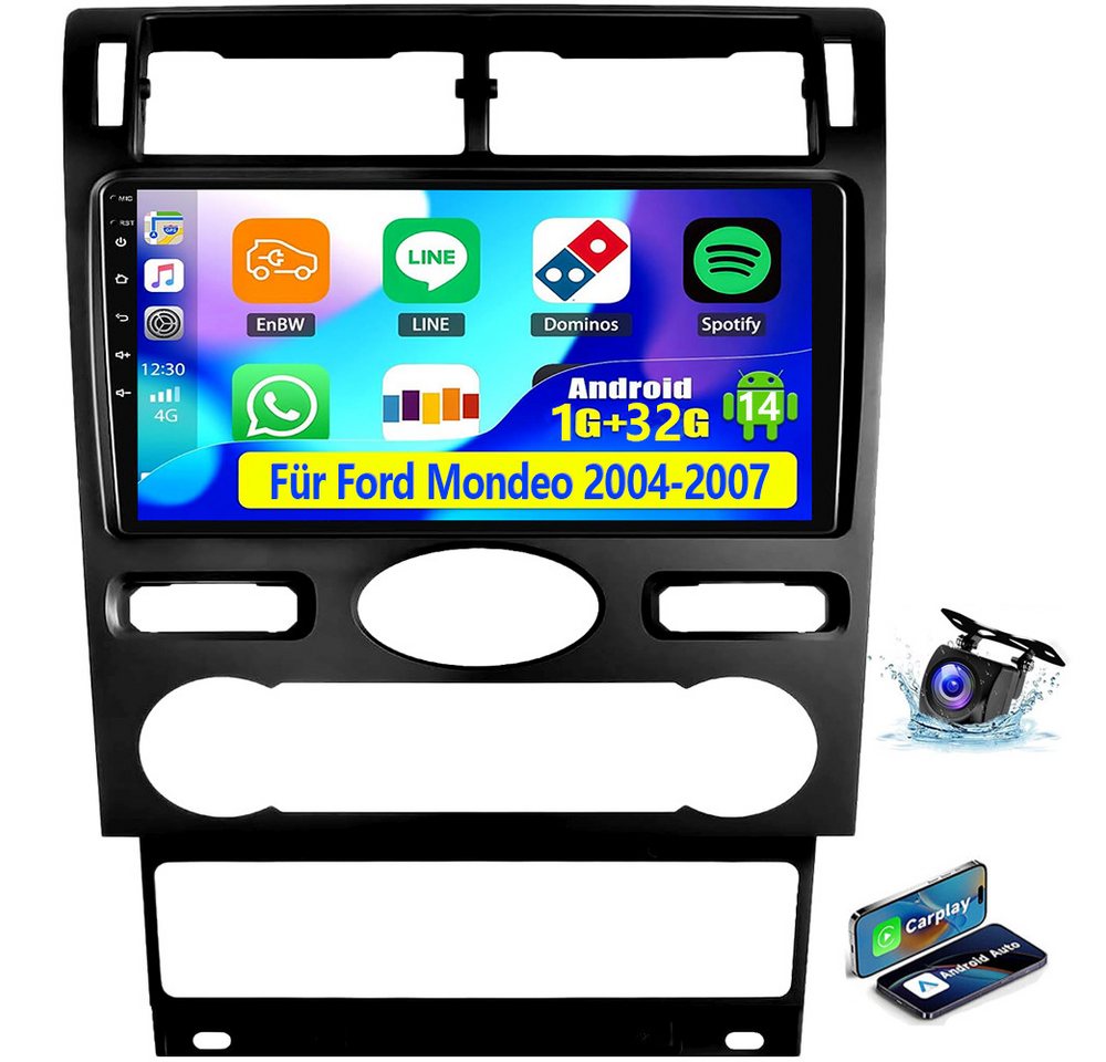 ESSGOO DAB+ 4+64G Android14 Carplay für Ford Mondeo 2004-07 GPS Navi RDS WIFI Autoradio (DAB+ (optional), 4+64GB(optional), AM, FM, Apple Carplay & Android Auto,Bluetooth,ASP,USB) von ESSGOO