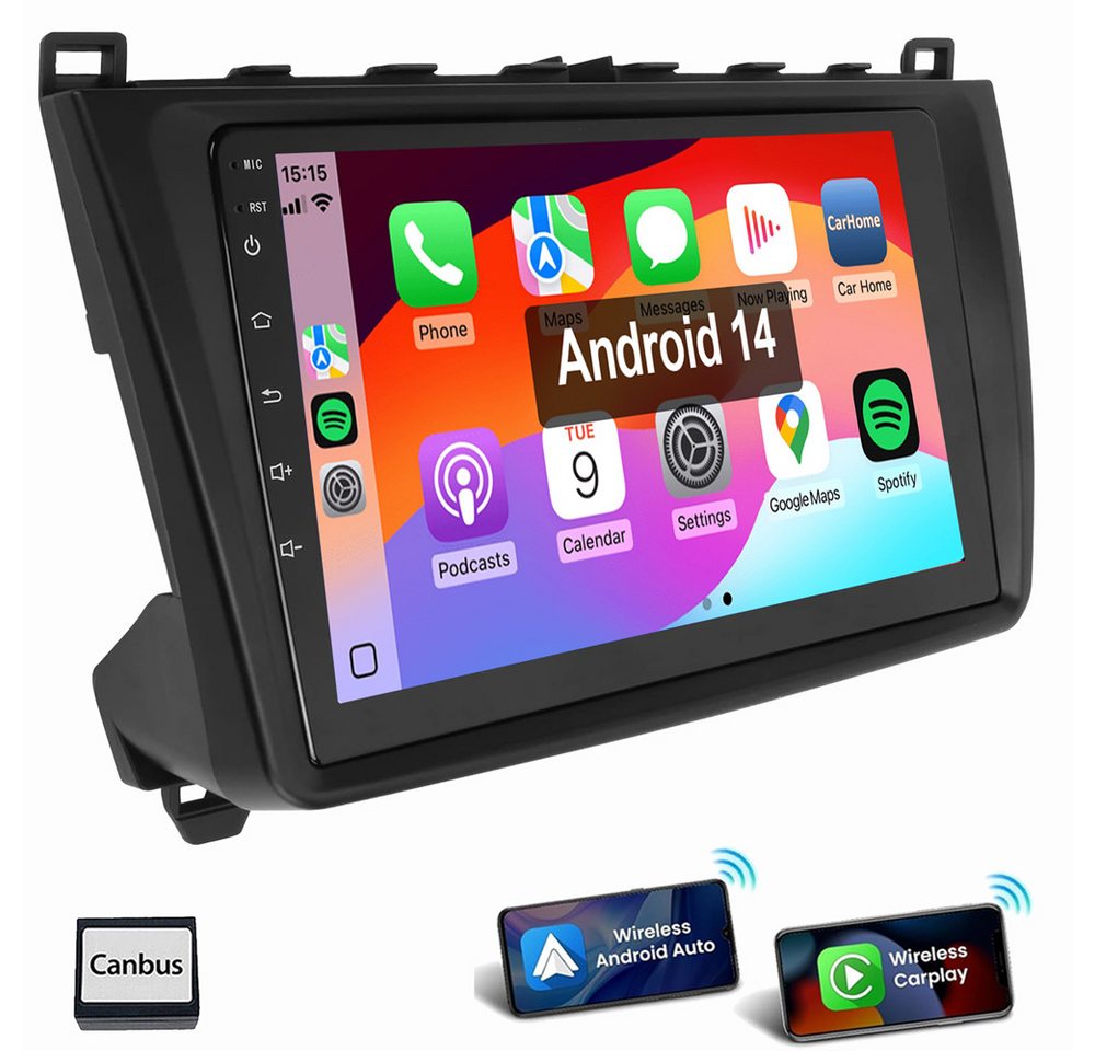 ESSGOO Für Mazda 6 GH GG 2007-2012 Android radio Autoradio (Digitalradio (DAB), RDS, FM, AM, Apple Carplay Android Auto SWC EQ BT) von ESSGOO
