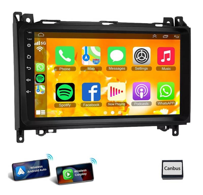 ESSGOO Für Mercedes-Benz A/B Klasse/Vito W169 W639 W245 W906 Autoradio Autoradio (FM, AM, BT, Carplay Android Auto GPS NAVI SWC RDS) von ESSGOO