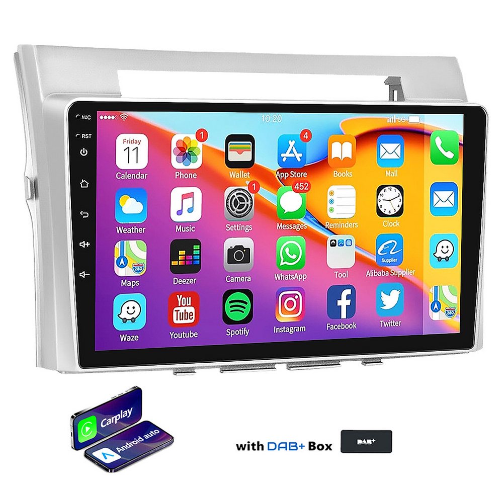 ESSGOO Für Toyota Corolla Verso 2003-2009 Android 14 GPS NAVI WIFI SWC FM Autoradio (DAB+ (optional), 4+64GB(optional), RDS, AM, FM, Wireless Bluetooth Apple Carplay & Android Auto,2 DIN) von ESSGOO