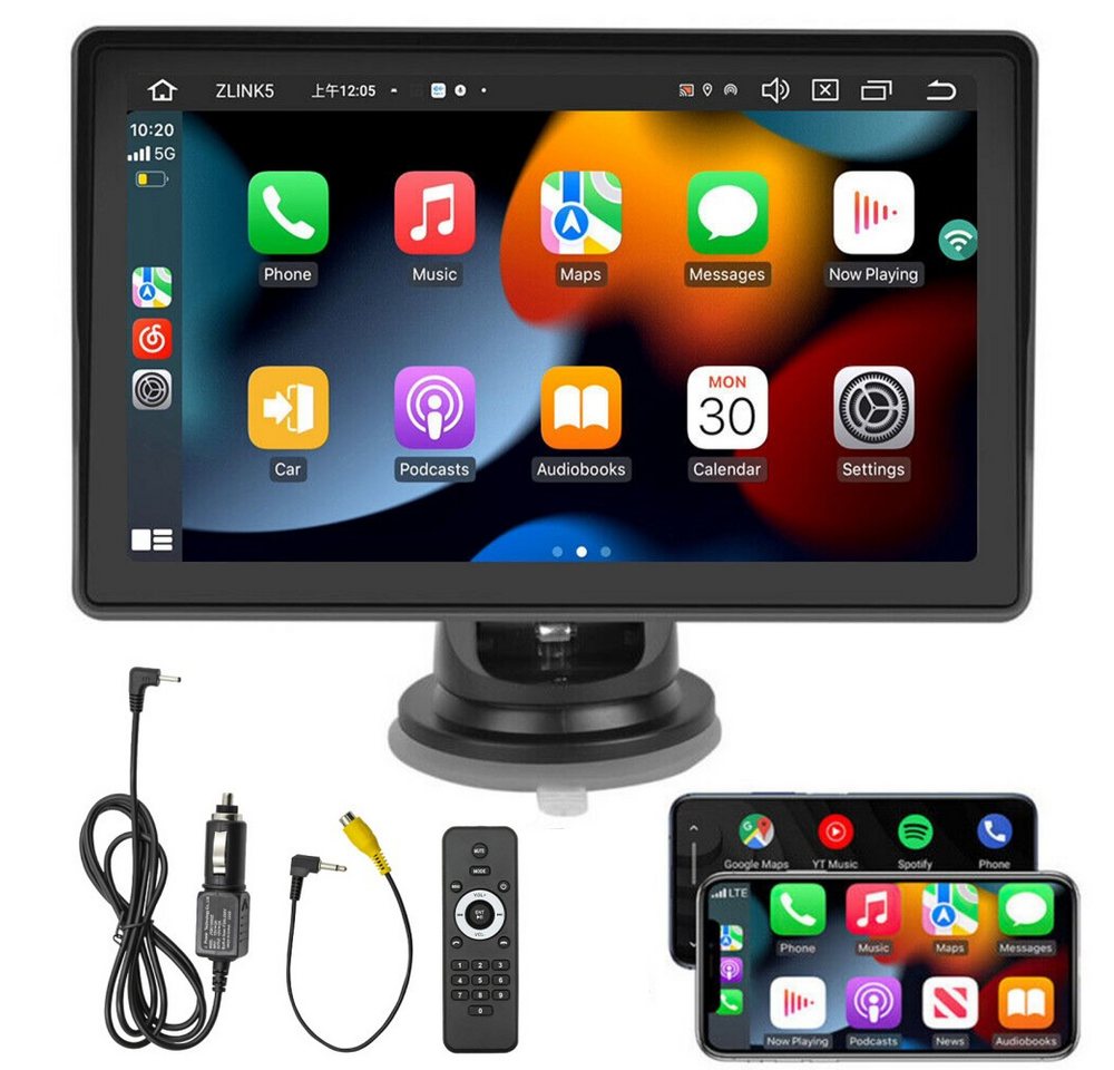 ESSGOO Kabelloses Apple Carplay & Android Auto, 7-Zoll CarPlay Display Navigationsgerät (Tragbar Autoradio Bluetooth USB Mirror Link) von ESSGOO