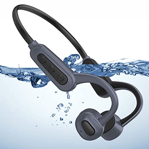 ESSONIO Bluetooth Headphones on Ear Sport Bone Conduction Kopfhörer with 16GB Memory IPX8 Waterproof Tauchen Schwimmen Einstellbare Größe für Outdoor-Aktivitäten Surfen Fitnessstudio （Grey） von ESSONIO