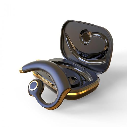 ESSONIO Freisprechanlage Bluetooth Ohr Headset Freisprecheinrichtung Für Auto Knochenschall Kopfhörer Mit Mikrofon Ergonomisches wasserdichte Business büro FahrtenVideos und Spiele-Apps (Gold) von ESSONIO