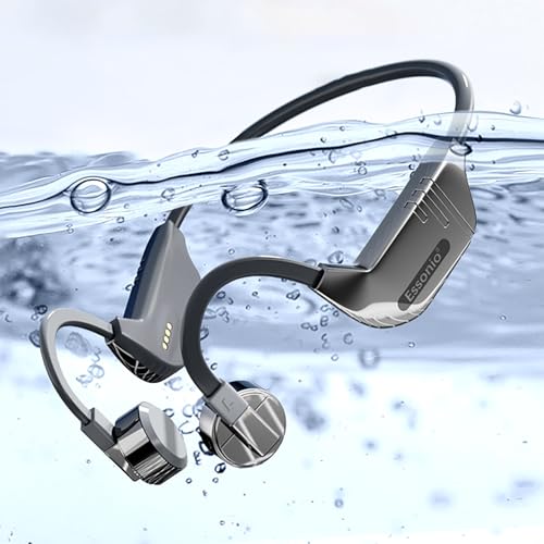 ESSONIO Open Ear wasserdichte Kopfhörer Schwimmen 32G Speicher 10 Stunden Musikgenuss Surround-Sound ACA-Resonanzkammer Speicher-Legierung Bone Conduction Kopfhörer für Schwimmen Radfahren Laufen von ESSONIO