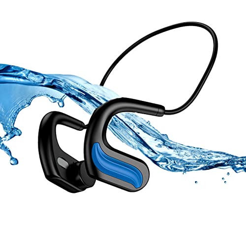 ESSONIO wasserdichte kopfhörer Schwimmen knochenschall kopfhörer Bluetooth 5.0,Offenes Design kopfhörer Unterwasser Kabelloser 32G RAM mit Mikrofon für Sport Hören Radfahren Laufen Gym(Blau) von ESSONIO