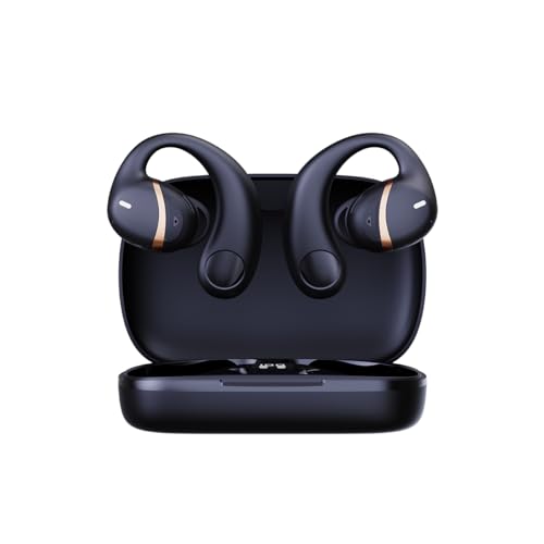 Kabellose Kopfhörer Headset mit offenem Ohrbügel Bluetooth 5.2 Headset,Ladecase mit Power Display für Sport Musik Rauschunterdrückung,IPX4 Wasserdicht mit Mikrofon für iOS Andriod Handy,Schwarz Kabellose Kopfhörer Headset mit offenem Ohrbügel Bluetooth 5.2 Headset,Ladecase mit Power Display für Sport Musik Rauschunterdrückung,IPX4 Wasserdicht mit Mikrofon für iOS Andriod Handy,Schwarz von ESSONIO