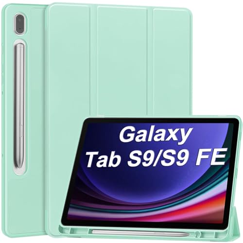 ESSTORE Hülle Kompatibel mit Samsung Galaxy Tab S9 FE 10.9 Zoll / S9 11 Zoll 2023 Tablet mit S-Stifthalter & Auto Wake/Sleep, Hellgrün von ESSTORE