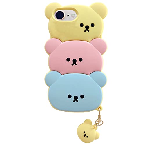 ESSTORE Weiche Silikon Hülle für iPhone SE 2022/SE 2020/iPhone 8/7/6S/6 4.7", 3D Spaß Karikatur Case Kawaii Kinder Mädchen Jungen Frauen Stoßfest Schutzhülle Handyhülle, Gestapelte Bären von ESSTORE