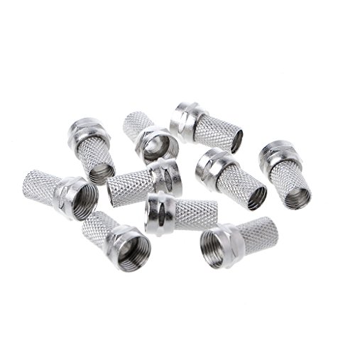 ESTCNK 10 Stück 75-5 F-Stecker zum Aufschrauben für RG6 Satelliten-Koaxialkabel TW von ESTCNK