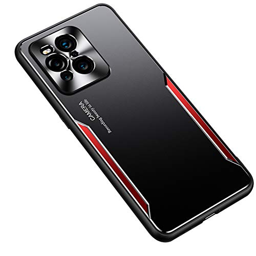 ESTH® Handyhülle für Oppo Find X3 | Find X3 Pro Hybrid Rüstung Aluminium Metall Stoßfester Bumper Cover Soft Silikon Militär Heavy Duty Case für Oppo Find X3 | Find X3 Pro, Rot von ESTH