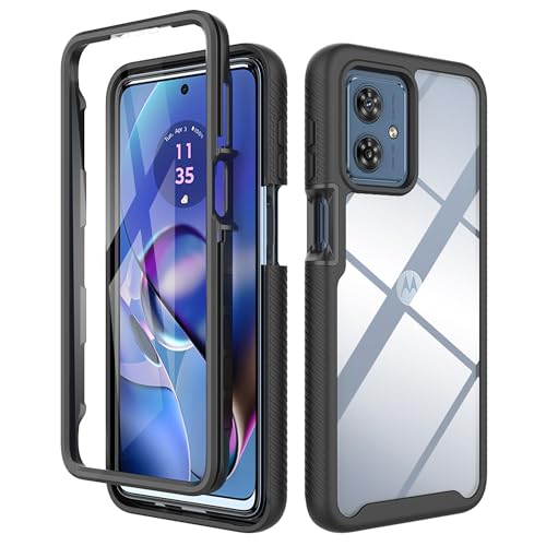 ESTH® Hülle für Motorola Moto G54 5G 360 Grad Vollschutz Handyhülle Stoßfest Kratzfeste Staubdicht Klar Case Outdoor Panzerhülle mit Displayschutz und PC Bumper, Schwarz von ESTH