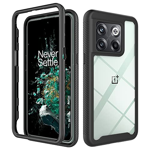 ESTH® Hülle für OnePlus 10T 360 Grad Vollschutz Handyhülle Stoßfest Kratzfeste Staubdicht Klar Case Outdoor Panzerhülle mit Displayschutz und PC Bumper, Schwarz von ESTH