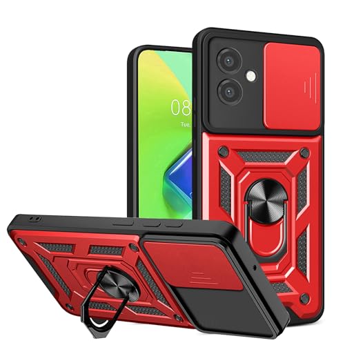 ESTH® Hülle für Samsung Galaxy A05 mit Slide Camera Cover [Kameraschutz] [Ring Ständer] [Case Kompatibel Mit Magnetischer Autohalterung] Stoßfeste Handyhülle, Rot von ESTH