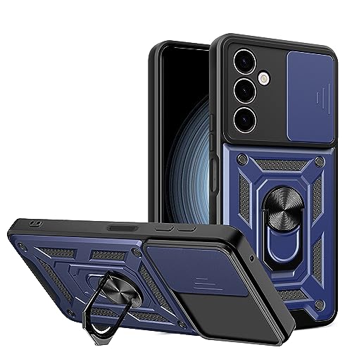 ESTH® Hülle für Samsung Galaxy A25 5G mit Slide Camera Cover [Kameraschutz] [Ring Ständer] [Case Kompatibel Mit Magnetischer Autohalterung] Stoßfeste Handyhülle, Blau von ESTH