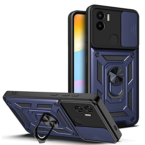 ESTH® Hülle für Xiaomi Redmi A2 Plus mit Slide Camera Cover [Kameraschutz] [Ring Ständer] [Case Kompatibel Mit Magnetischer Autohalterung] Stoßfeste Handyhülle, Blau von ESTH