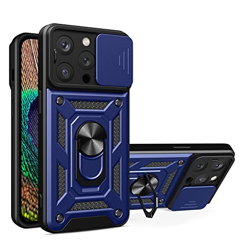 ESTH® Hülle für iPhone 14 Pro mit Slide Camera Cover [Kameraschutz] [Ring Ständer] [Case Kompatibel Mit Magnetischer Autohalterung] Stoßfeste Handyhülle, Blau von ESTH