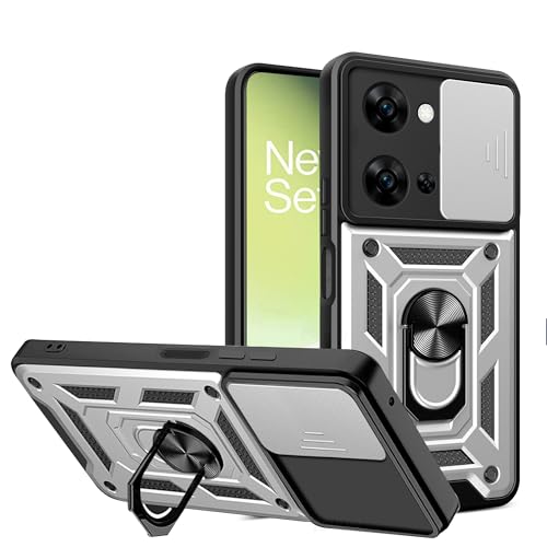 ESTH® Hülle für vivo Y36 4G mit Slide Camera Cover [Kameraschutz] [Ring Ständer] [Case Kompatibel Mit Magnetischer Autohalterung] Stoßfeste Handyhülle, Silber von ESTH