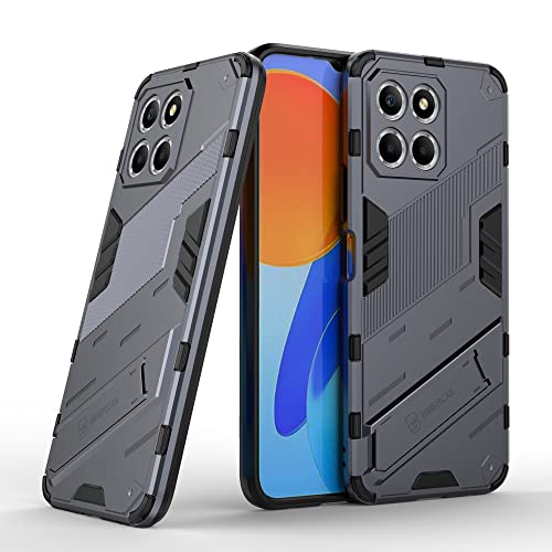 ESTH® Kompatibel mit Honor X6a Hülle mit Ständer Halter Schutzhülle Case [für Handyhalterung Auto Magnet] Militär Stoßfest Handyhülle, Grau von ESTH