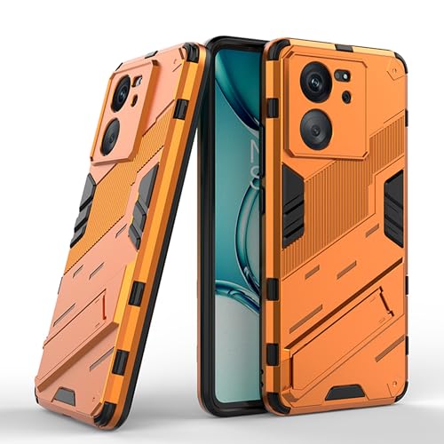 ESTH® Kompatibel mit Xiaomi 13T Pro/Xiaomi 13T Hülle mit Ständer Halter Schutzhülle Case [für Handyhalterung Auto Magnet] Militär Stoßfest Handyhülle, Orange von ESTH