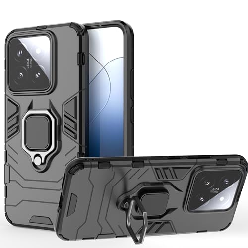 ESTH® Kompatibel mit Xiaomi 14 Hülle mit 360° Drehbarer Ring Ständer Schutzhülle Case [für Handyhalterung Auto Magnet] Militär Stoßfest Handyhülle, Schwarz von ESTH