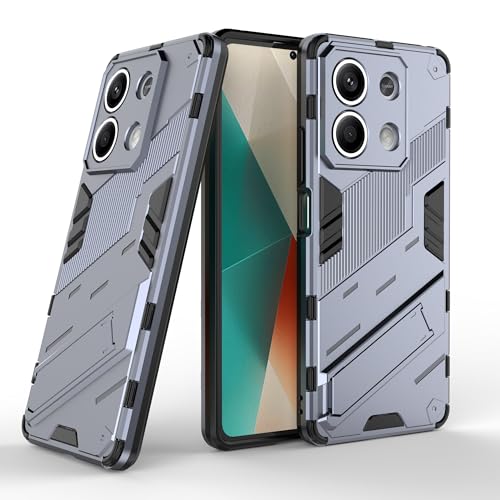 ESTH® Kompatibel mit Xiaomi Redmi Note 13 5G Hülle mit Ständer Halter Schutzhülle Case [für Handyhalterung Auto Magnet] Militär Stoßfest Handyhülle, Grau von ESTH