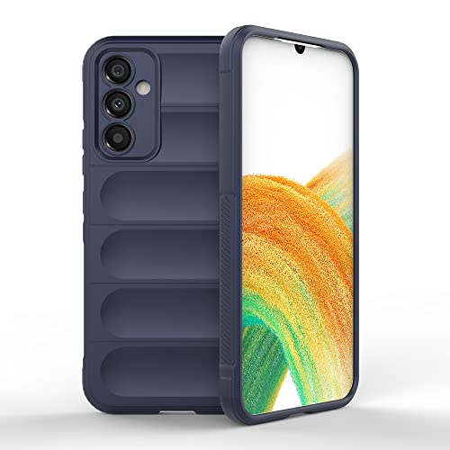 ESTH® Liquid Silicone Hülle für Samsung Galaxy A34 5G mit Antibakteriellem Schutz und Kratzfestes weichem Mikrofaserfutter, Rundumschutz Stoßfeste Handyhülle Case, Dunkelblau von ESTH