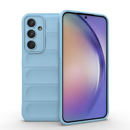 ESTH® Liquid Silicone Hülle für Samsung Galaxy A35 5G mit Antibakteriellem Schutz und Kratzfestes weichem Mikrofaserfutter, Rundumschutz Stoßfeste Handyhülle Case, Hellblau von ESTH