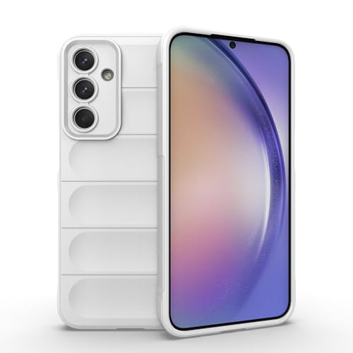 ESTH® Liquid Silicone Hülle für Samsung Galaxy M35 5G mit Antibakteriellem Schutz und Kratzfestes weichem Mikrofaserfutter, Rundumschutz Stoßfeste Handyhülle Case, Weiß von ESTH
