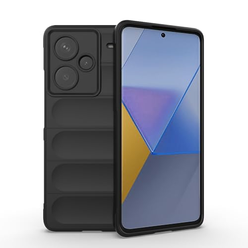 ESTH® Liquid Silicone Hülle für Xiaomi Redmi Note 13 Pro Plus mit Antibakteriellem Schutz und Kratzfestes weichem Mikrofaserfutter, Rundumschutz Stoßfeste Handyhülle Case, Schwarz von ESTH