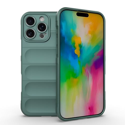 ESTH® Liquid Silicone Hülle für iPhone 16 Pro Max mit Antibakteriellem Schutz und Kratzfestes weichem Mikrofaserfutter, Rundumschutz Stoßfeste Handyhülle Case, Grün von ESTH