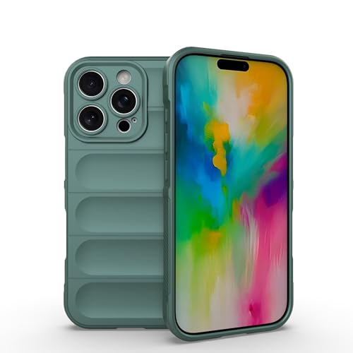 ESTH® Liquid Silicone Hülle für iPhone 16 Pro mit Antibakteriellem Schutz und Kratzfestes weichem Mikrofaserfutter, Rundumschutz Stoßfeste Handyhülle Case, Grün von ESTH