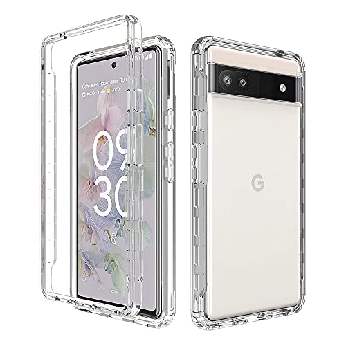 ESTH® Transparent TPU Hülle für Google Pixel 6a 360 Grad Case Stoßfest Staubdicht Klar Handyhülle, Outdoor Panzerhülle mit PC Bumper, OHNE Displayschutz, Kristall von ESTH