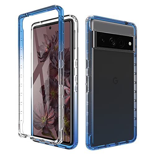 ESTH® Transparent TPU Hülle für Google Pixel 7 Pro 360 Grad Case Stoßfest Staubdicht Klar Handyhülle, Outdoor Panzerhülle mit PC Bumper und Displayschutz, Blau von ESTH