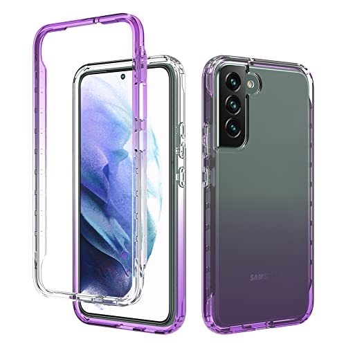 ESTH® Transparent TPU Hülle für Samsung Galaxy S22 Plus 5G 360 Grad Case Stoßfest Staubdicht Klar Handyhülle, Outdoor Panzerhülle mit PC Bumper, OHNE Displayschutz, Lila von ESTH