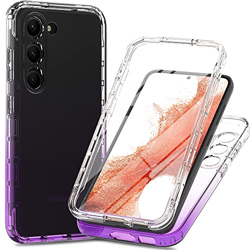 ESTH® Transparent TPU Hülle für Samsung Galaxy S23+ 5G 360 Grad Case Stoßfest Staubdicht Klar Handyhülle, Outdoor Panzerhülle mit PC Bumper und Displayschutz, Lila von ESTH