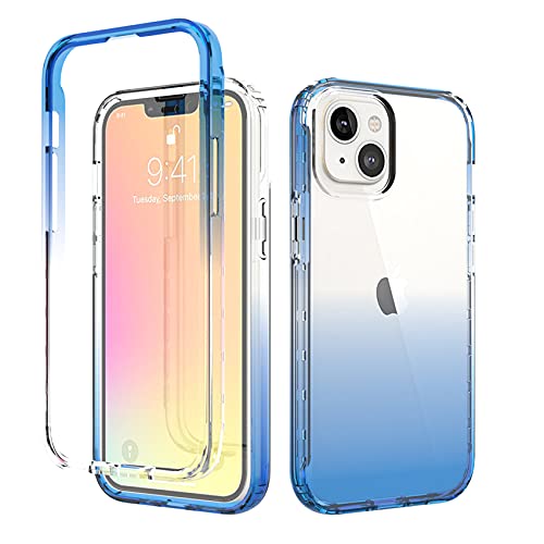 ESTH® Transparent TPU Hülle für iPhone 13 360 Grad Case Stoßfest Staubdicht Klar Handyhülle, Outdoor Panzerhülle mit PC Bumper, OHNE Displayschutz, Blau von ESTH