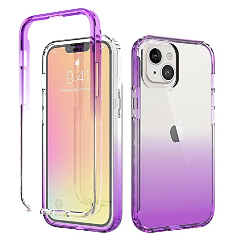 ESTH® Transparent TPU Hülle für iPhone 13 360 Grad Case Stoßfest Staubdicht Klar Handyhülle, Outdoor Panzerhülle mit PC Bumper, OHNE Displayschutz, Lila von ESTH