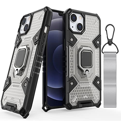 ESTH Hülle für iPhone 13, Militärische Stoßfeste Handyhülle 360° Drehbarer Ring Ständer Armor Case Schutzhülle Kompatibel mit Auto Magnet, Transparent + 1 Armbänder ESTH Hülle für iPhone 13, Militärische Stoßfeste Handyhülle 360° Drehbarer Ring Ständer Armor Case Schutzhülle Kompatibel mit Auto Magnet, Transparent + 1 Armbänder von ESTH