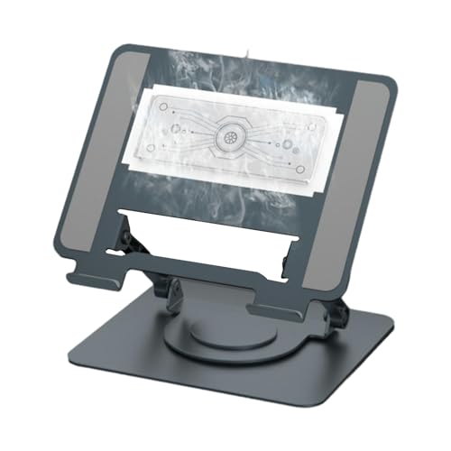 ESTINTENG Drehbarer Notebook-Ständer aus Aluminiumlegierung mit faltbarer Einstellung, Heben und Kühlen, und erhöhter Laptop-Deep Space Graue Halbleiterkühlung von ESTINTENG